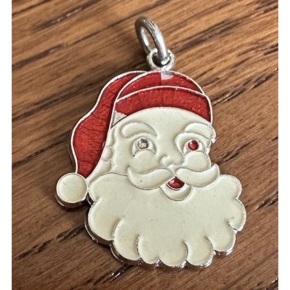 Vintage Spencer Santa Claus Sterling Silver Enamel Charm Christmas Missing Eye